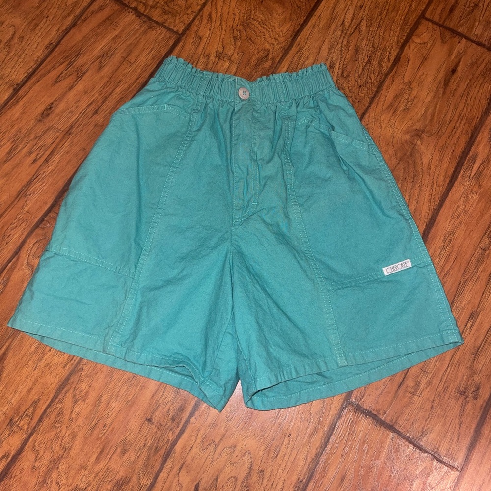 Cherokee Green Shorts Relaxed Fit Elastic Waistband 1980s EUC vintage
